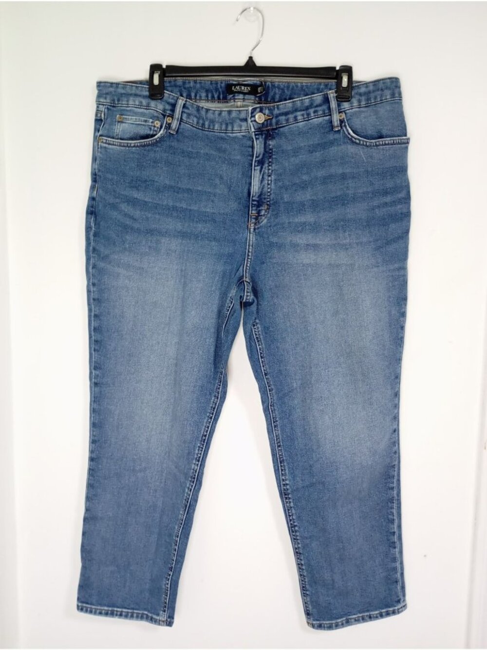 Lauren Ralph Lauren Womens Plus Size 20W Mid-Rise Blue Denim Jeans